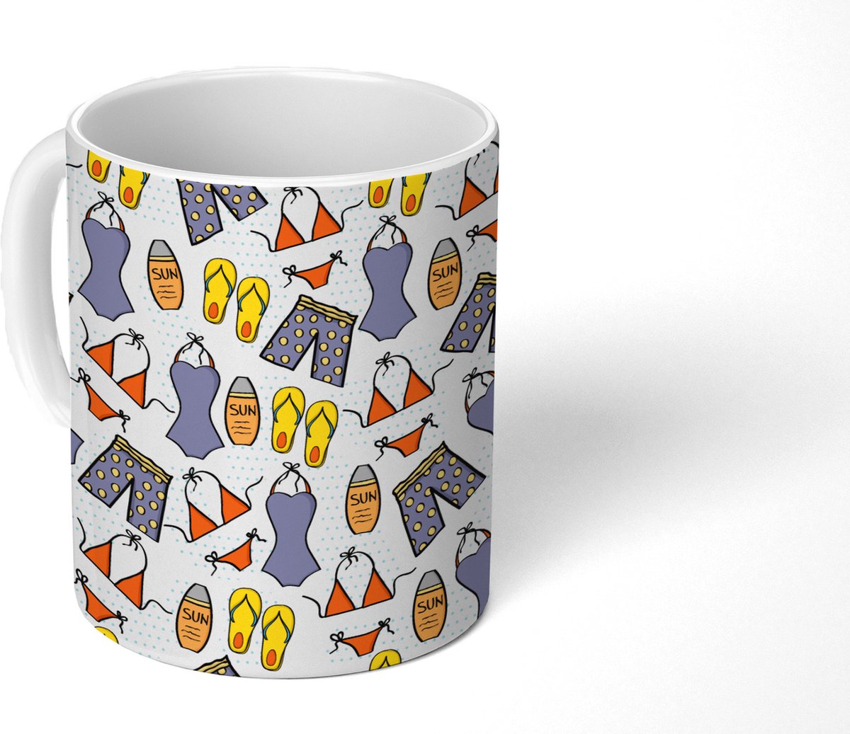 Mok - Koffiemok - Badkleding - Patronen - Zomer - Mokken - 350 ML - Beker - Koffiemokken - Theemok