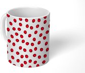 Mok - Koffiemok - Koffieboon - Patronen - Rood - Mokken - 350 ML - Beker - Koffiemokken - Theemok