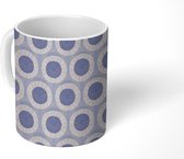 Mok - Koffiemok - Cirkels - Patroon - Blauw - Mokken - 350 ML - Beker - Koffiemokken - Theemok