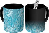 Magische Mok - Foto op Warmte Mokken - Koffiemok - Blueprint - Geometrie - Patronen - Magic Mok - Beker - 350 ML - Theemok