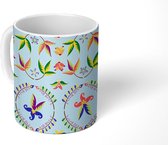 Mok - Koffiemok - Bloemen - Bladeren - Regenboog - Vintage - Design - Mokken - 350 ML - Beker - Koffiemokken - Theemok