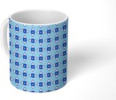Mok - Koffiemok - Oog - Geometrie - Patroon - Blauw - Mokken - 350 ML - Beker - Koffiemokken - Theemok
