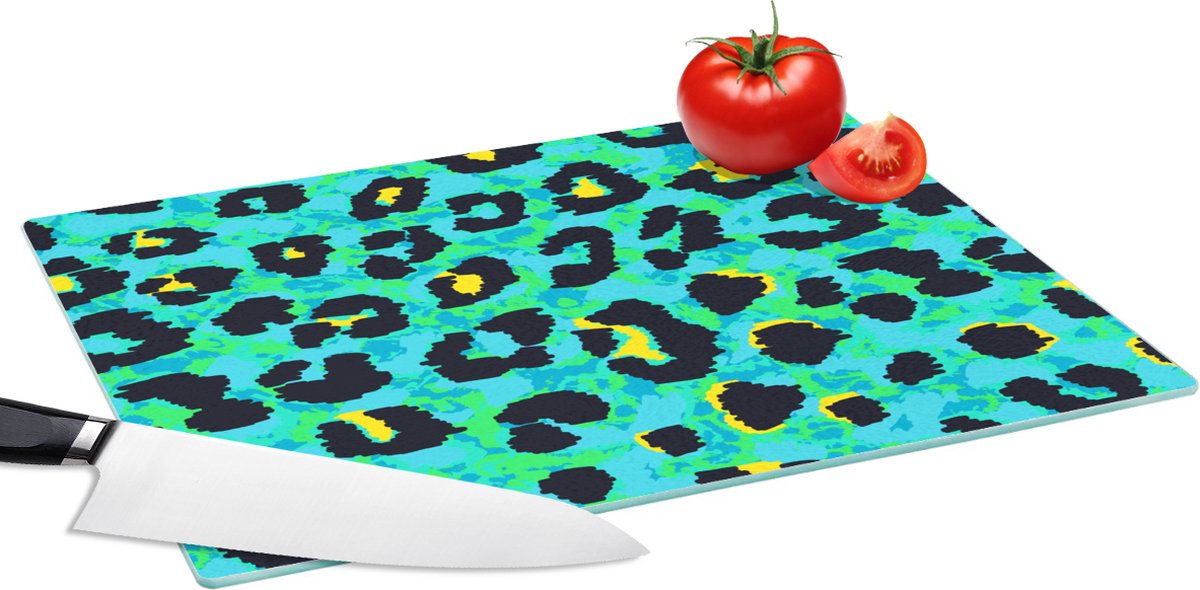 Glazen Snijplank - 39x28 - Panterprint - Neon - Dieren - Design - Snijplanken Glas