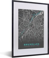 Cadre photo avec affiche - Plan de ville - Bruxelles - België - Grijs - 30x40 cm - Cadre pour affiche