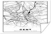 Poster Stadskaart – Plattegrond – België – Zwart Wit – Gent – Kaart - 90x60 cm