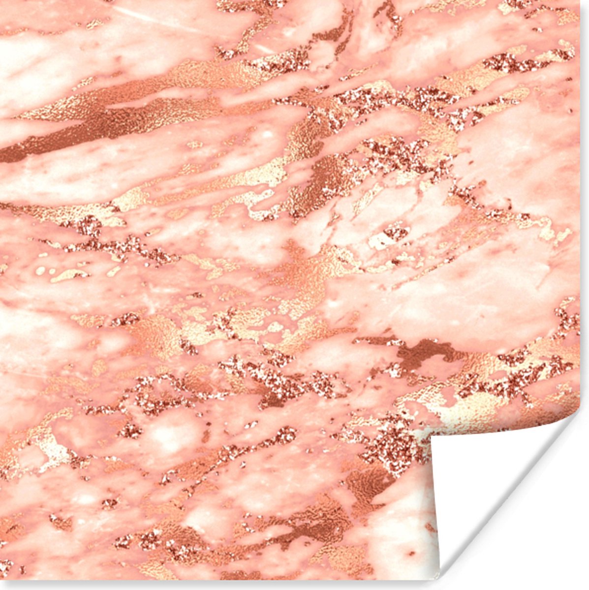Poster Marmer - Glitter - Rose goud - 30x30 cm
