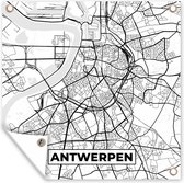 Tuinposters België – Antwerpen – Stadskaart – Kaart – Zwart Wit – Plattegrond - 50x50 cm - Tuindoek - Buitenposter