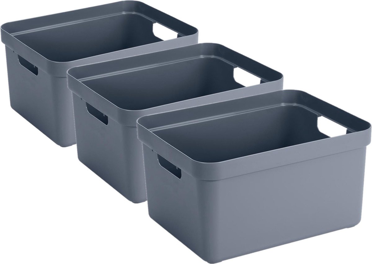 Sunware opbergbox Sigma - 5x stuks - kunststof - 32 liter - donkerblauw - opberg dozen/bakken - opbergers - 45 x 35 x 24 cm