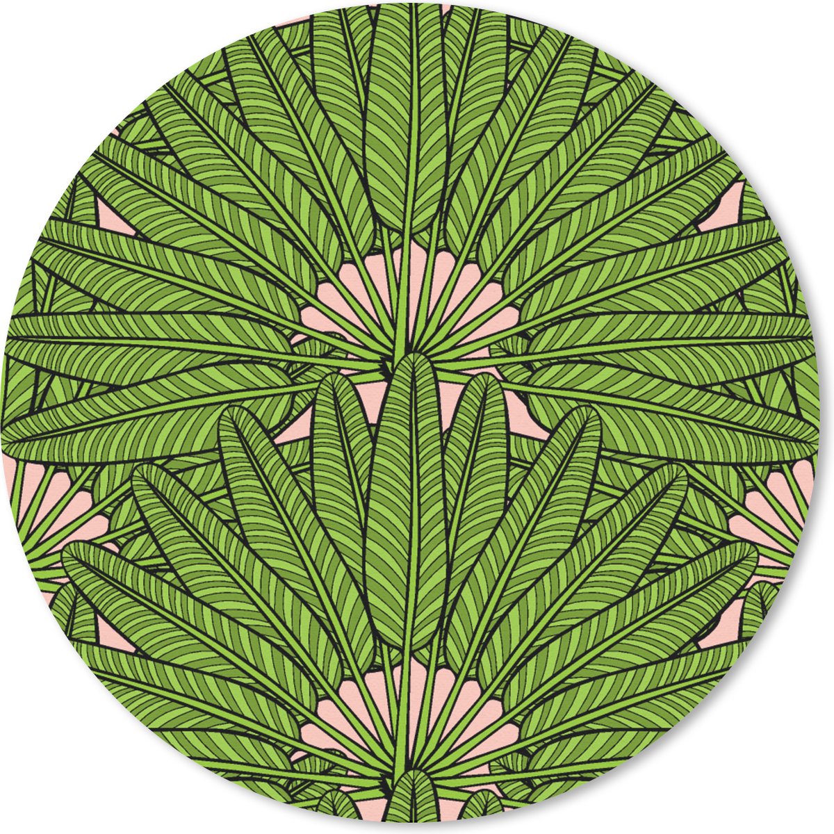 Muismat rond 30x30 cm - Mousepad Palmblad - Patronen - Jungle - Tropisch - Ronde muismatten