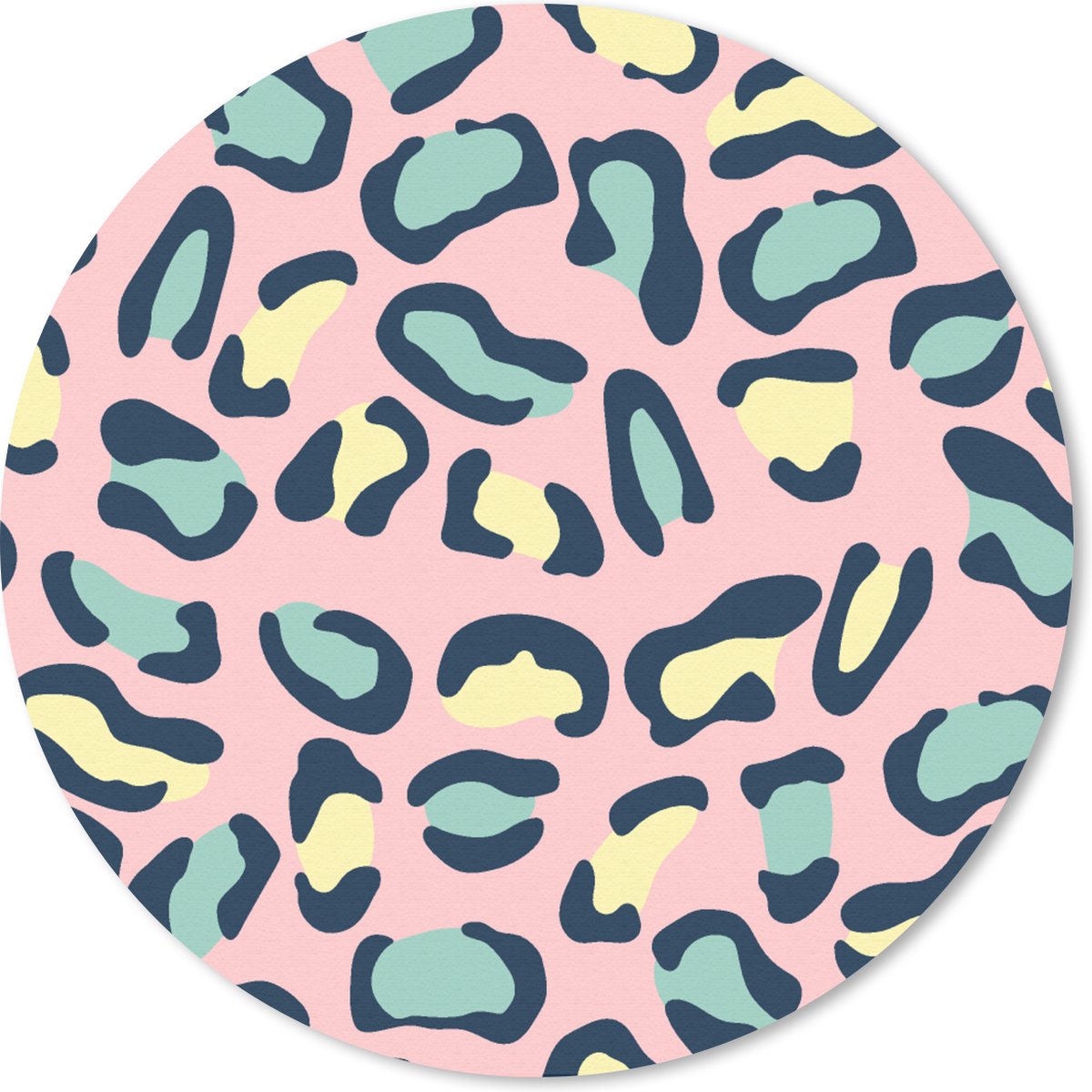 Muismat rond 20x20 cm - Mousepad Luipaard - Pastel - Dieren - Patronen - Ronde muismatten