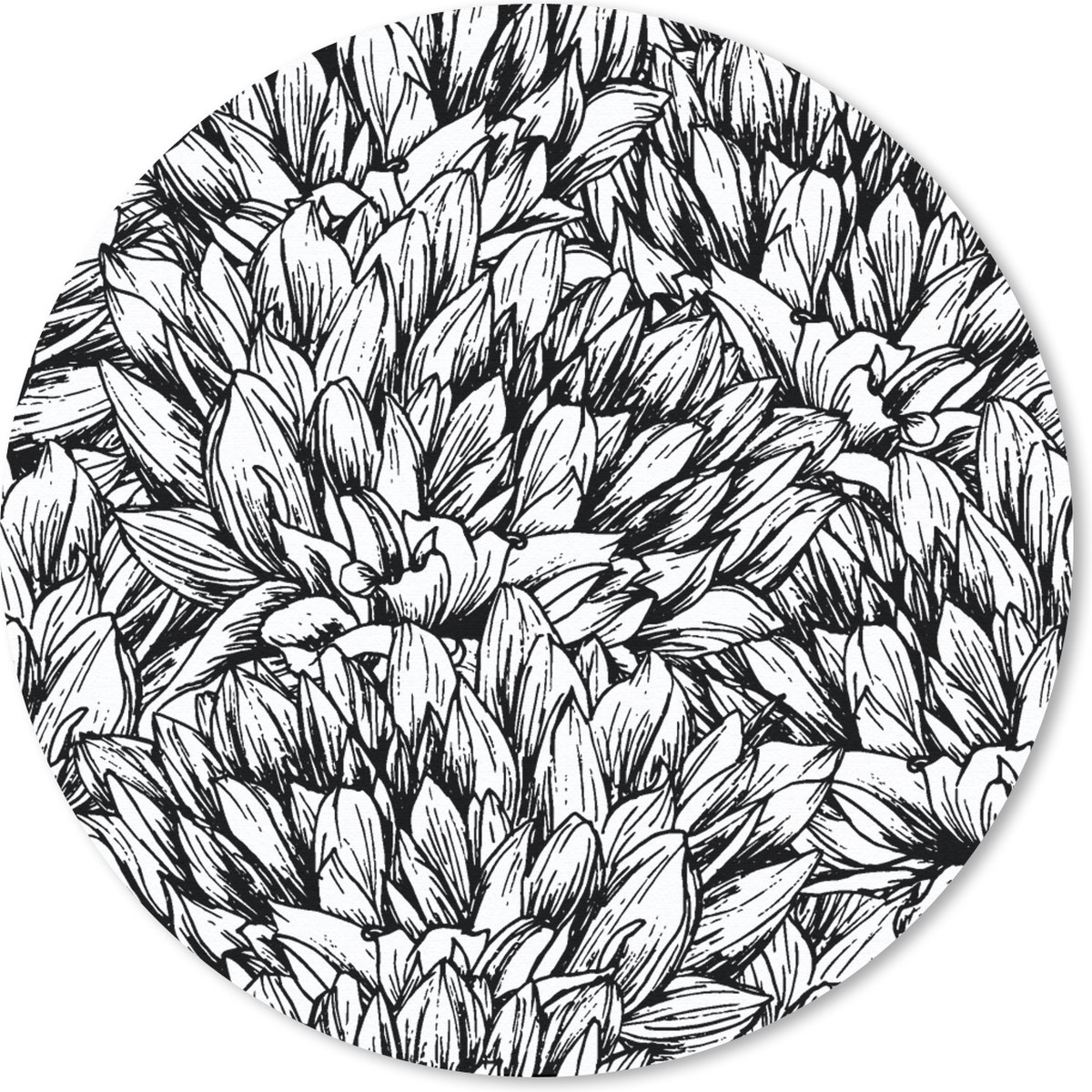 Muismat rond 50x50 cm - Mousepad Bloemen - Zentangle - Patronen - Ronde muismatten