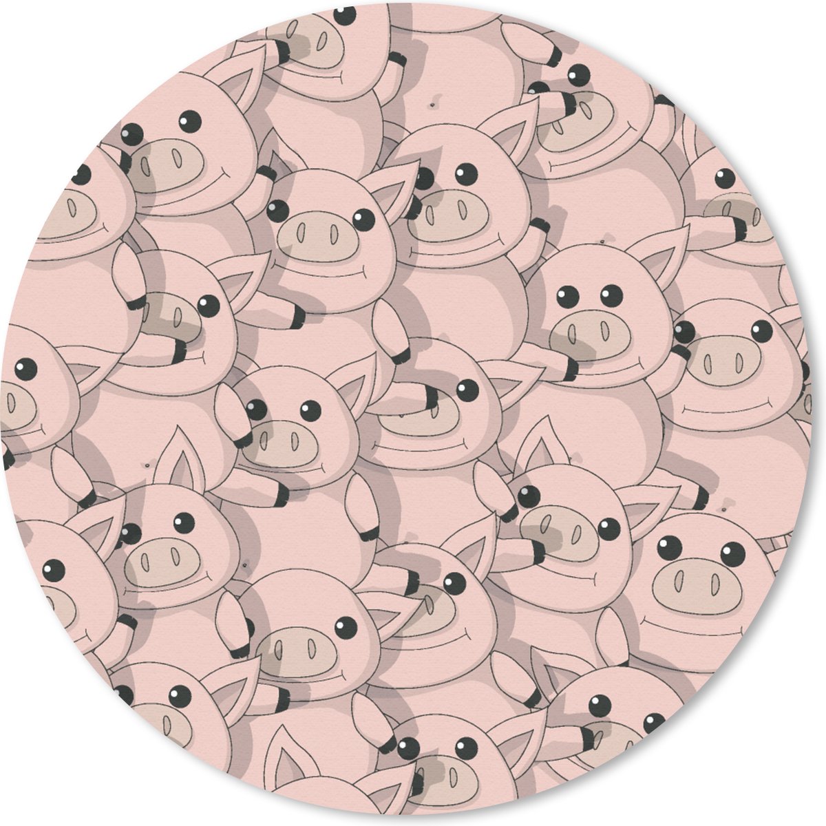 Muismat rond 30x30 cm - Mousepad Varkens - Dieren - Roze - Patroon - Ronde muismatten