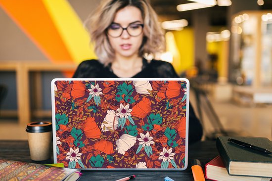 Autocollant pour ordinateur portable - 15,6 pouces - Fleurs - Automne - Motif - 36x27,5 cm - Autocollants pour ordinateur portable - Peau pour ordinateur portable - Couverture
