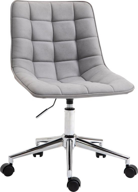 HOMCOM Bureaustoel kantoorstoel in hoogte verstelbaar 360° draaibaar microfiber lichtgrijs 921-361