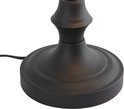 Base ronde en métal foncé d'une lampe de banquier.