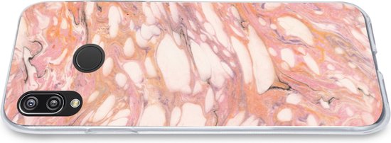 Coque Huawei P20 Lite (2020) - Marbre - Wit - Rose - Coque de téléphone en Siliconen
