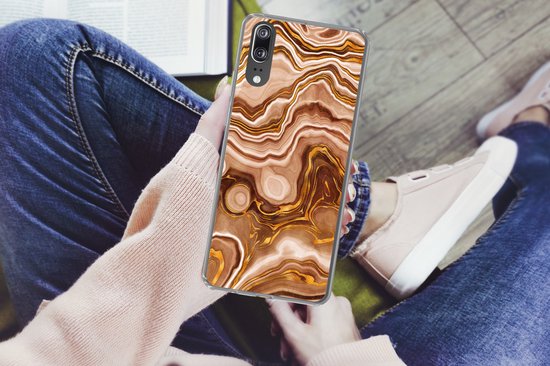 Coque Huawei P20 - Imprimé Marbre - Doré - Motifs - Coque de Téléphone en Siliconen -