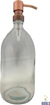 Zeepdispenser | Zeeppompje | Blanco | Transparant glas | 1 liter | Koper kleur RVS pomp | BBBLS | Duurzaam