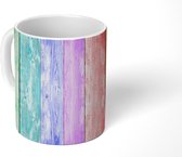 Mok - Koffiemok - Regenboog - Planken - Hout - Mokken - 350 ML - Beker - Koffiemokken - Theemok