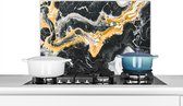 Spatscherm keuken 70x50 cm - Kookplaat achterwand Marmer - Zwart - Bellen - Muurbeschermer - Spatwand fornuis - Hoogwaardig aluminium