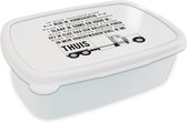Broodtrommel Wit - Lunchbox - Brooddoos - Baan - Spreuken - Quotes - 'In mijn vrachtwagen....' - 18x12x6 cm - Volwassenen