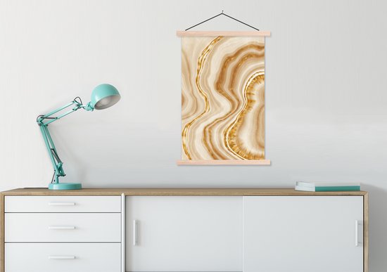 Porte-affiche avec affiche - Affiche scolaire - Marbre - Doré - Ligne - 60x90 cm - Lattes vierges