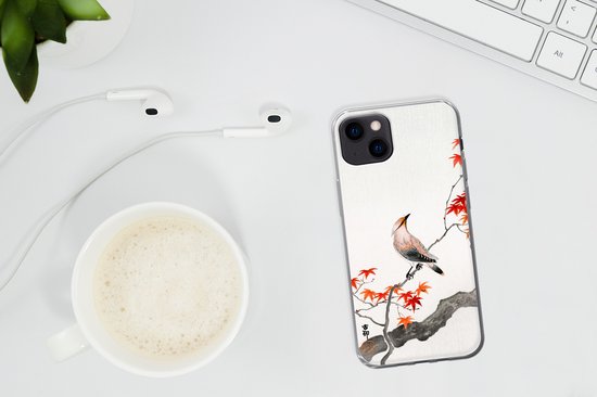 Coque iPhone 13 Mini - Érable du Japon - Scandinave - Vogel - Branche - Coque de téléphone en Siliconen