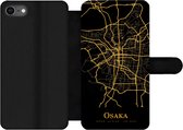 Bookcase Geschikt voor iPhone SE 2020 telefoonhoesje - Osaka - Kaart - Goud - Met vakjes - Wallet case met magneetsluiting
