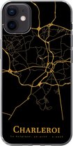 Geschikt voor iPhone 12 mini hoesje - Charleroi - Kaart - Goud - Siliconen Telefoonhoesje