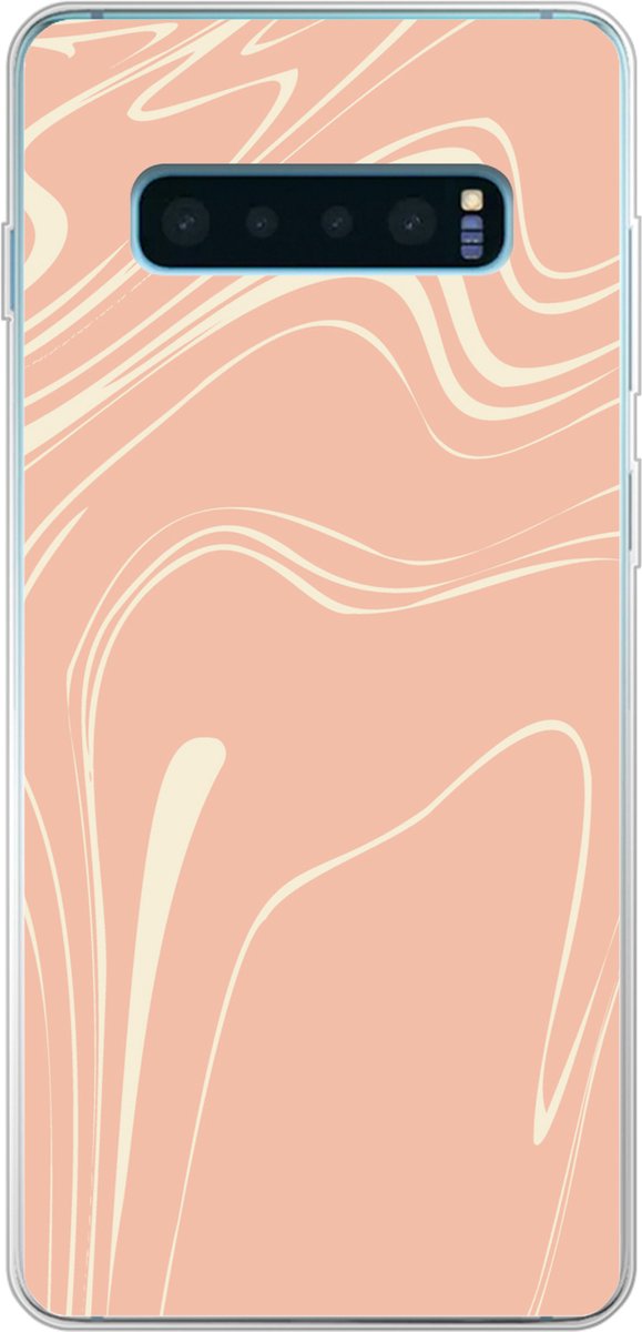 Telefoonhoesje Geschikt voor Samsung Galaxy S10 Plus hoesje - Marmer print - Roze - Zalm - Siliconen Telefoonhoesje Telefoonhoesje