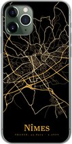 Geschikt voor iPhone 11 Pro hoesje - Nîmes - Kaart - Goud - Siliconen Telefoonhoesje