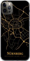 Geschikt voor iPhone 13 Pro Max hoesje - Nürnberg - Kaart - Goud - Siliconen Telefoonhoesje