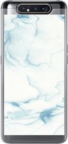 Geschikt voor Samsung Galaxy A80 hoesje - Marmer print - Wit - Patroon - Siliconen Telefoonhoesje