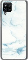 Geschikt voor Samsung Galaxy A12 hoesje - Marmer print - Wit - Patroon - Siliconen Telefoonhoesje