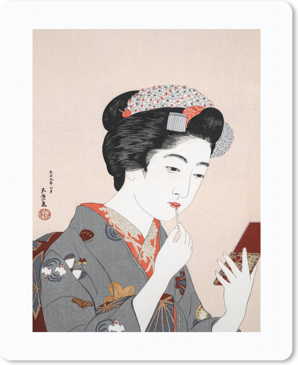 Muismat - Mousepad - Vintage - Vrouw - Make up - Japan - 19x23 cm - Muismatten