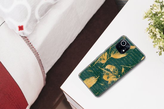 Convient pour coque Xiaomi Mi 11 - Feuilles - Or - Vert - Étui de téléphone en Siliconen