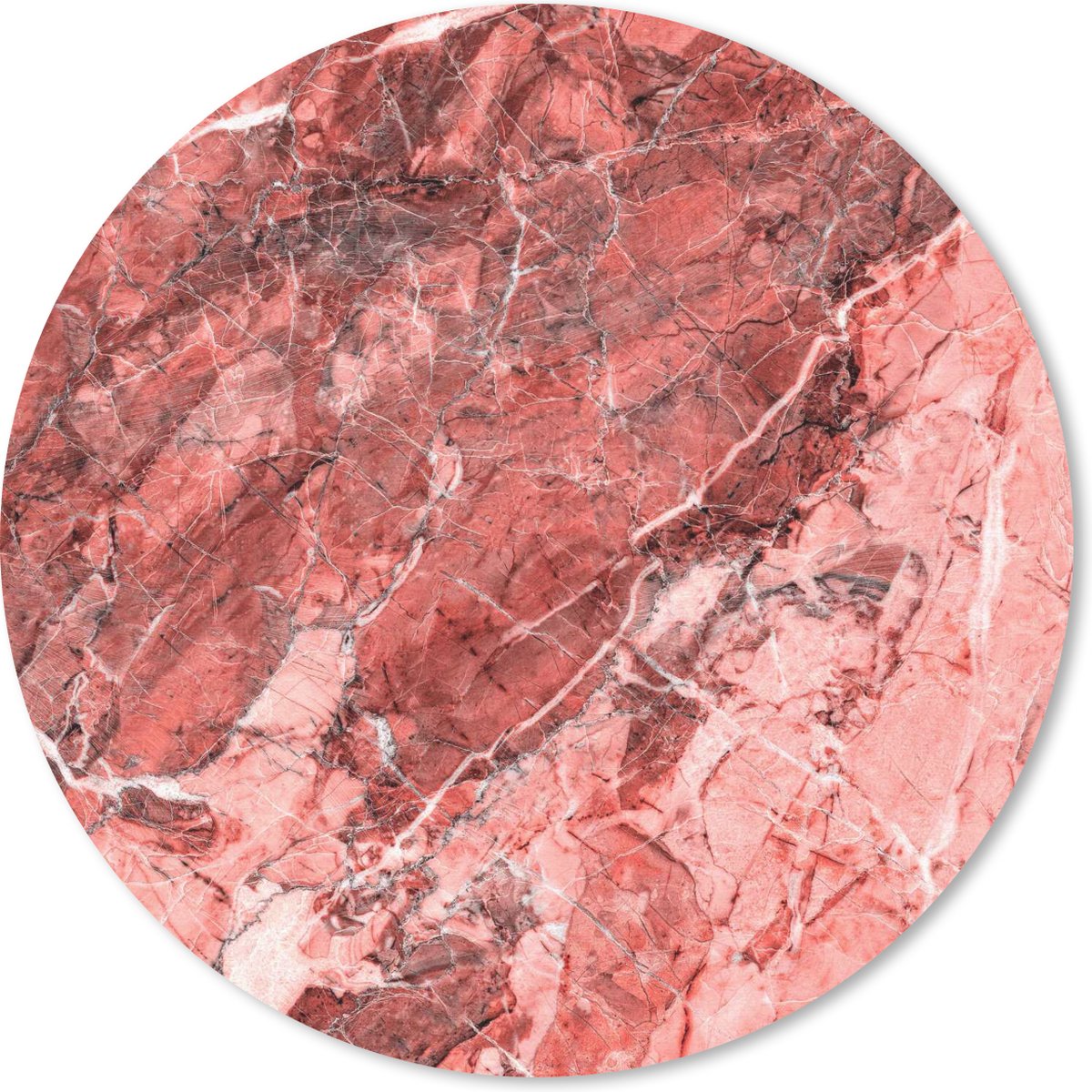 Muismat rond 30x30 cm - Mousepad Steen - Rood - Roze - Graniet print - Ronde muismatten