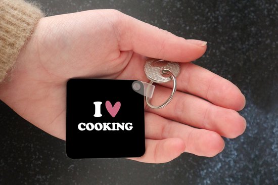 Porte-clés - Cadeaux à distribuer - J'aime cuisiner - Amour - Cuisine - Cuisine - Proverbes - Plastique - Cadeau Vaderdag - Cadeau - Cadeau pour lui - Astuce - Hommes