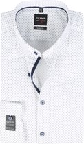 OLYMP - Overhemd Lvl 5 SL7 Dessin Wit - 43 - Heren - Slim-fit - Extra Lange Mouwlengte