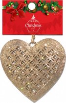 kersthanger hart 12 x 8 cm staal/glitter goud