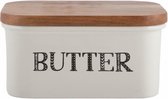 botervloot keramiek/hout 15 x 11 cm ivoor