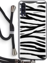 Case Company® - Samsung Galaxy A50 hoesje met Koord - Zebra pattern - Telefoonhoesje met Zwart Koord - Bescherming aan alle Kanten en Over de Schermrand