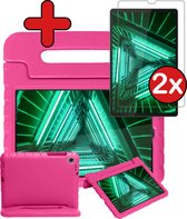 Kinderhoes Geschikt voor Lenovo Tab M10 FHD Plus 2nd Gen Hoes Kinder Hoesje Kids Case Cover Kidsproof Met 2x Screenprotector - Hoesje Geschikt voor Lenovo Tab M10 FHD Plus (2e Gen) Hoesje Kinder Hoes - Roze