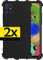 Samsung A51 Hoesje Zwart Shockproof - Samsung Galaxy A51 Case - Samsung A51 Hoes Zwart - 2 stuks