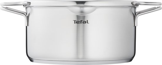 Tefal roestvrijstalen kookpan met twee handvatten.
