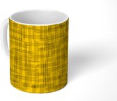 Mok - Koffiemok - Lijn - Geel - Zwart - Abstract - Design - Mokken - 350 ML - Beker - Koffiemokken - Theemok