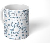 Mok - Koffiemok - Pinguïn - Varken - Sneeuw - Patronen - Winter - Mokken - 350 ML - Beker - Koffiemokken - Theemok