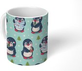Mok - Koffiemok - Pinguïn - Kerstmis - Sneeuw - Winter - Design - Mokken - 350 ML - Beker - Koffiemokken - Theemok