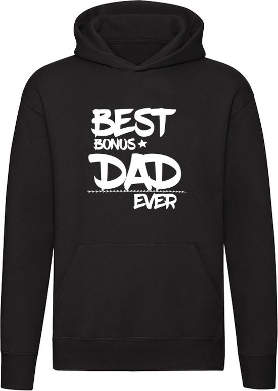 Best bonus dad ever | Vaderdag | papa | Ouders | Unisex | Trui | Sweater | Hoodie | Capuchon | Zwart