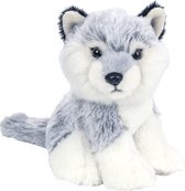 Pluche grijze Wolf puppy knuffel van 12 cm - Dieren speelgoed knuffels cadeau - Wolven